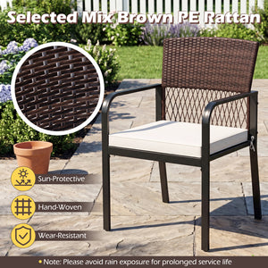 2" thickened cushion with soft sponge padding for cozy sitting<br>Removable and washable zippered cover allows easy cleaning and maintenance<br>Premium hand-woven PE rattan for sun-protective and wear-resistant use<br>Powder-coated metal frame supporting 