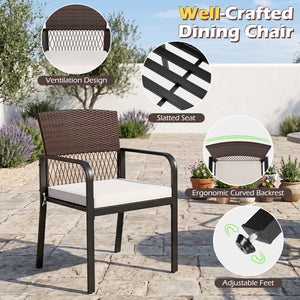 2" thickened cushion with soft sponge padding for cozy sitting<br>Removable and washable zippered cover allows easy cleaning and maintenance<br>Premium hand-woven PE rattan for sun-protective and wear-resistant use<br>Powder-coated metal frame supporting 