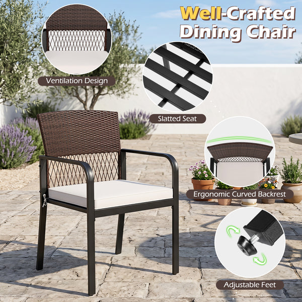 2" thickened cushion with soft sponge padding for cozy sitting<br>Removable and washable zippered cover allows easy cleaning and maintenance<br>Premium hand-woven PE rattan for sun-protective and wear-resistant use<br>Powder-coated metal frame supporting 