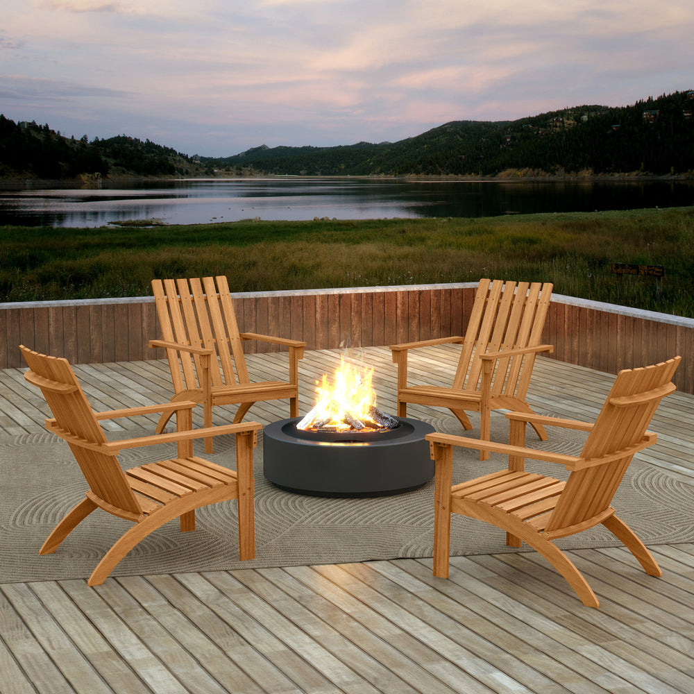 Make a great addition to your outdoors with this wood Adirondack chair! Â  The ergonomic backrest  widened armrests and curved seat make this patio chair comfortable enough for long time sitting. Furthermore  solid acacia wood comes with strong loading ca