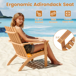 Make a great addition to your outdoors with this wood Adirondack chair! Â  The ergonomic backrest  widened armrests and curved seat make this patio chair comfortable enough for long time sitting. Furthermore  solid acacia wood comes with strong loading ca