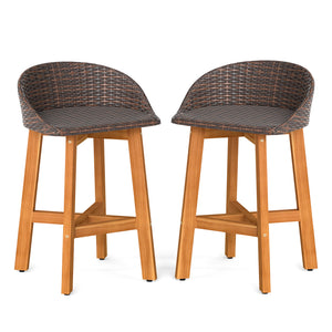 Solid acacia wood construction for lasting quality<br>Ergonomic design with supportive backrest and armrests<br>Cozy footrests for added comfort during relaxation<br>All-weather PE rattan seats resistant to sun damage<br>Faux rattan material ensures fade-