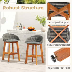 Solid acacia wood construction for lasting quality<br>Ergonomic design with supportive backrest and armrests<br>Cozy footrests for added comfort during relaxation<br>All-weather PE rattan seats resistant to sun damage<br>Faux rattan material ensures fade-
