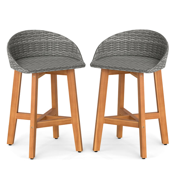 Solid acacia wood construction for lasting quality<br>Ergonomic design with supportive backrest and armrests<br>Cozy footrests for added comfort during relaxation<br>All-weather PE rattan seats resistant to sun damage<br>Faux rattan material ensures fade-
