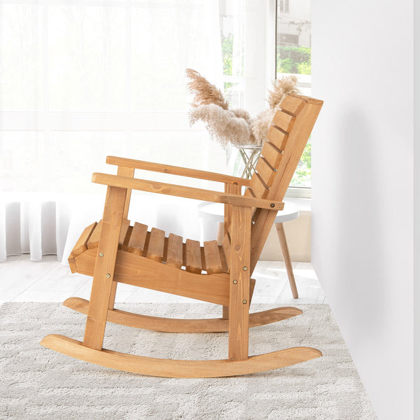 Safe and gentle rocking for total relaxation <br>Always keep balance with scientific rocking radian <br>Support you steadily thanks to its solid fir wood <br>Note: please do not let the chair get wet <br>Match human body perfectly with high backrest and c