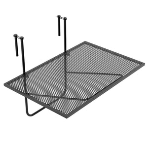 Adjustable hanging hook width allows for adaptable railing compatibility<br>Hang up to save floor space and fold down when not in use<br>Compact folding table has a spacious tabletop for multiple functions<br>Robust metal frame with triangle structure ens