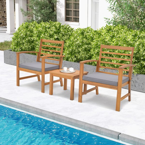 Sturdy acacia wood frame for lasting durability<br>Burr-free finish ensures a smooth and safe touch<br>Detachable cushion covers with practical zippers<br>High-density sponge for ultimate seating comfort<br>Ergonomic design supports and relaxes your body<