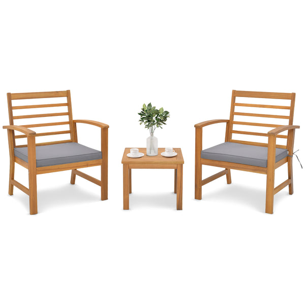 Sturdy acacia wood frame for lasting durability<br>Burr-free finish ensures a smooth and safe touch<br>Detachable cushion covers with practical zippers<br>High-density sponge for ultimate seating comfort<br>Ergonomic design supports and relaxes your body<
