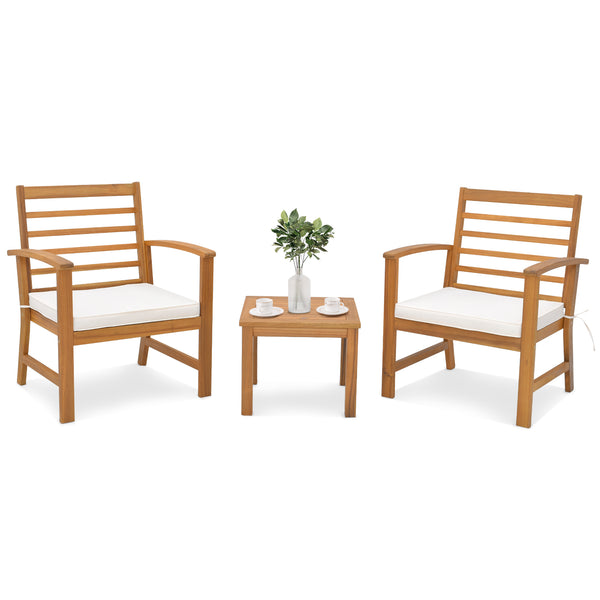 Sturdy acacia wood frame for lasting durability<br>Burr-free finish ensures a smooth and safe touch<br>Detachable cushion covers with practical zippers<br>High-density sponge for ultimate seating comfort<br>Ergonomic design supports and relaxes your body<