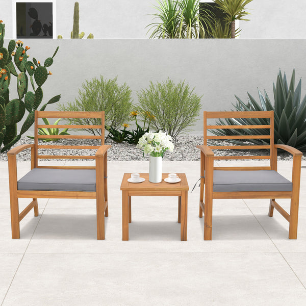 Sturdy acacia wood frame for lasting durability<br>Burr-free finish ensures a smooth and safe touch<br>Detachable cushion covers with practical zippers<br>High-density sponge for ultimate seating comfort<br>Ergonomic design supports and relaxes your body<