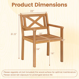 Premium acacia wood for a natural and long-lasting outdoor appearance<br>Reinforced wood frame provides dependable performance for extended use<br>Wide seat for promoting airflow and maintaining comfortable seating<br>Inclined backrest provides ergonomic 