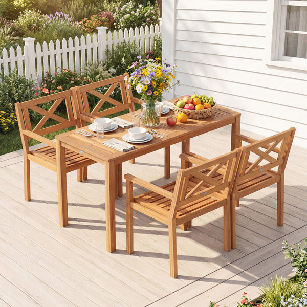 Premium acacia wood for a natural and long-lasting outdoor appearance<br>Reinforced wood frame provides dependable performance for extended use<br>Wide seat for promoting airflow and maintaining comfortable seating<br>Inclined backrest provides ergonomic 