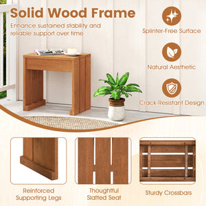 Multipurpose use for side table  plant stand or storage rack<br>Sturdy thickened wood slats for even weight distribution<br>Strong 242 lbs weight capacity for steady seating<br>Natural wood grain for minimalist design<br>Easy to move between indoor and co