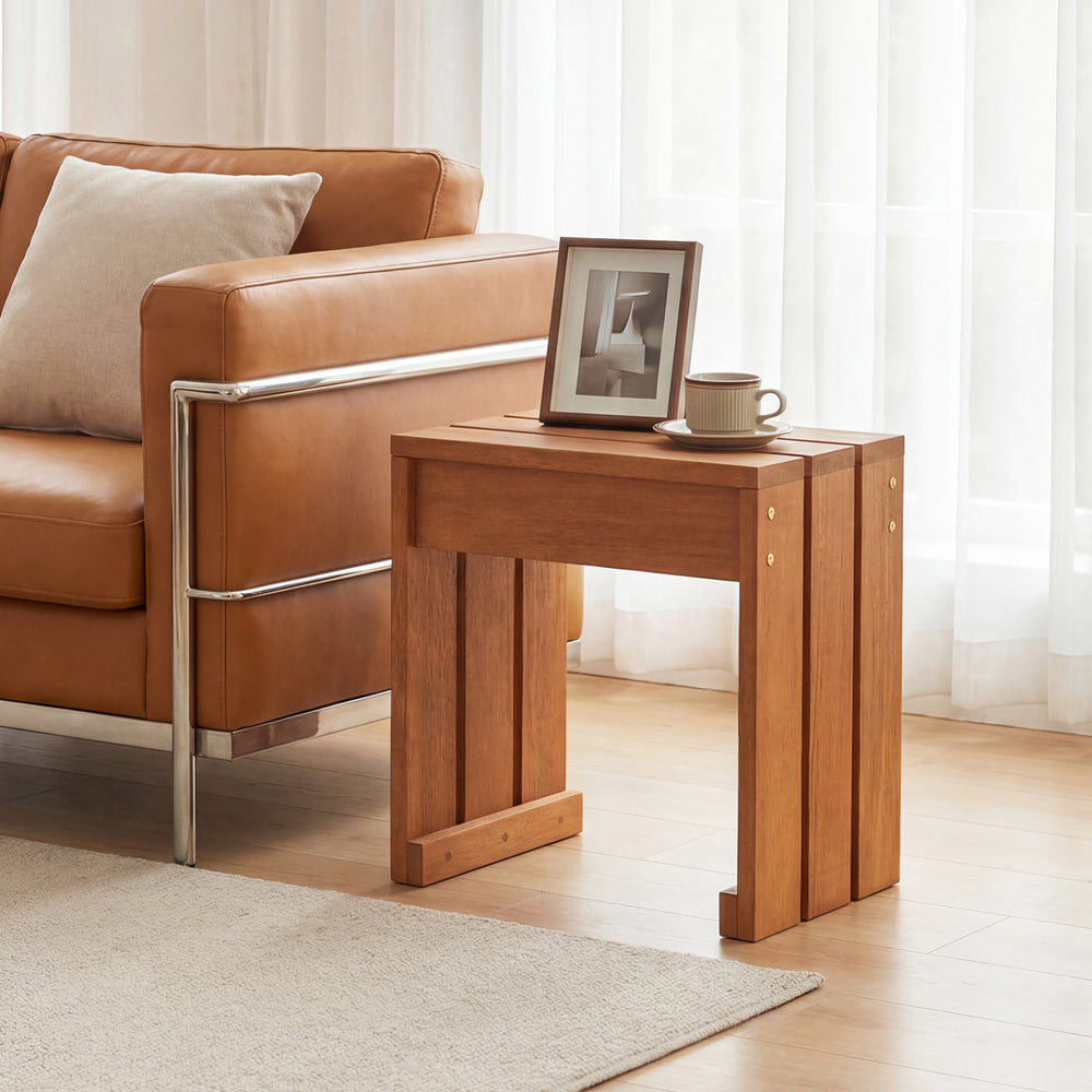 Multipurpose use for side table  plant stand or storage rack<br>Sturdy thickened wood slats for even weight distribution<br>Strong 242 lbs weight capacity for steady seating<br>Natural wood grain for minimalist design<br>Easy to move between indoor and co