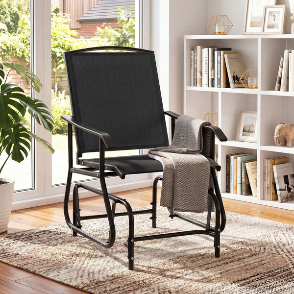 Inclined backrest  comfortable armrests  and contoured seat for optimal comfort<br>Gentle motion adds extra comfort to your patio moments<br>High-quality fabric keeps seating enjoyable for everyday outdoor relaxation<br>Reliable construction made of powde
