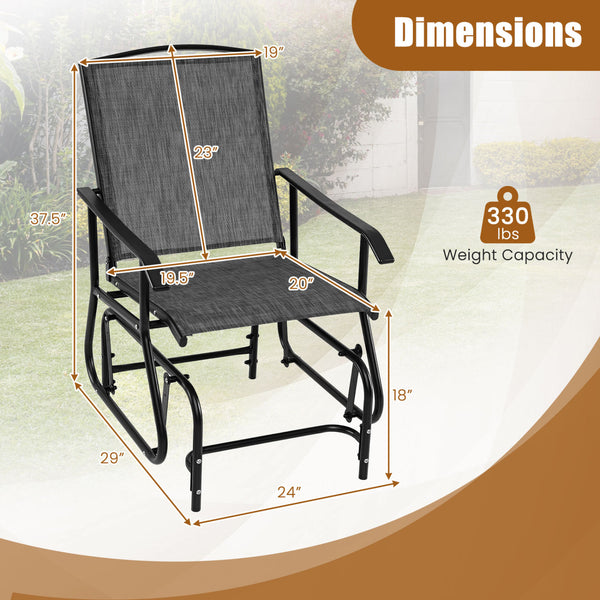 Inclined backrest  comfortable armrests  and contoured seat for optimal comfort<br>Gentle motion adds extra comfort to your patio moments<br>High-quality fabric keeps seating enjoyable for everyday outdoor relaxation<br>Reliable construction made of powde