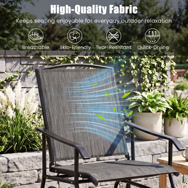 Inclined backrest  comfortable armrests  and contoured seat for optimal comfort<br>Gentle motion adds extra comfort to your patio moments<br>High-quality fabric keeps seating enjoyable for everyday outdoor relaxation<br>Reliable construction made of powde