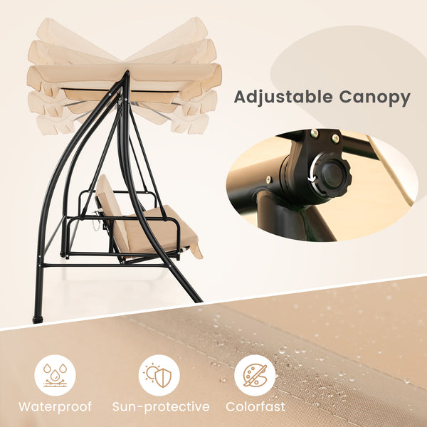 2 boxes shipment  delivery time may vary<br>Box 1 includes screws and related parts  box 2 includes other parts<br>Can be used as a swing chair or a flat bed thanks to the convertible design<br>Seat up to 2 people and 600 lbs max load for swing chair<br>S