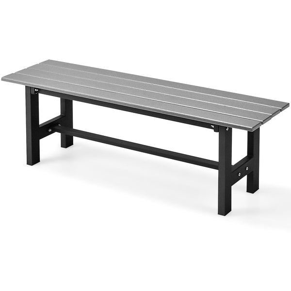 The bench is made of HDPE which features weather and water resistance.<br>Equipped with protective foot cover for added safety.<br>Featuring strong hardware fitting  this bench chair features high stability and sturdiness.<br>Outdoor patio chair is suitab