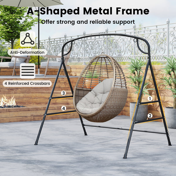 Heavy-duty A-shaped frame for 660 lbs max load<br>High-quality metal for long-lasting use<br>4 side crossbars for added stability<br>Non-slip footpads ensure firm placement<br>Designed with 2 side rings and a middle ring<br>Suitable for both single-point 