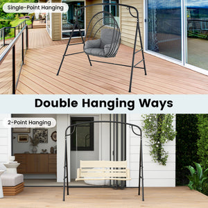 Heavy-duty A-shaped frame for 660 lbs max load<br>High-quality metal for long-lasting use<br>4 side crossbars for added stability<br>Non-slip footpads ensure firm placement<br>Designed with 2 side rings and a middle ring<br>Suitable for both single-point 