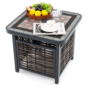 All-weather resin tabletop is scratch-resistant and allows for easy cleaning<br>21.5" square tabletop to keep items you need within reach<br>Allow you to insert your own patio umbrella for shade (not included)<br>Premium PE rattan is breathable  colorfast