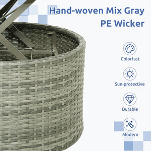 Pack in 4 boxes (screws in box 2)  delivery time may vary<br>Retractable canopy for reading  resting or sunbathing<br>Premium gas strut for smooth opening/closing<br>Keep canopy in position thanks to its fixed ropes<br>Hand-wove mix gray PE wicker for sun
