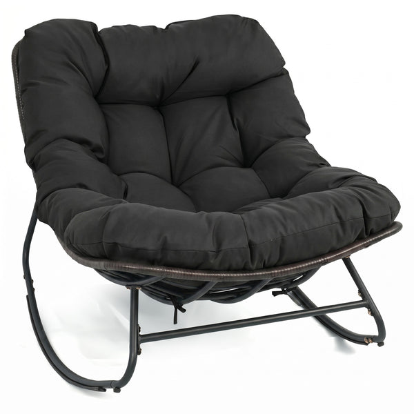 Ergonomic egg-shaped design for back  lumbar  hip and leg support<br>6.5" thickness of cushion relieves pressure for long sitting<br>The cushion removes easily with secure fixing straps<br>Gentle  calm rocking to enhance your outdoor relaxation<br>Built-i