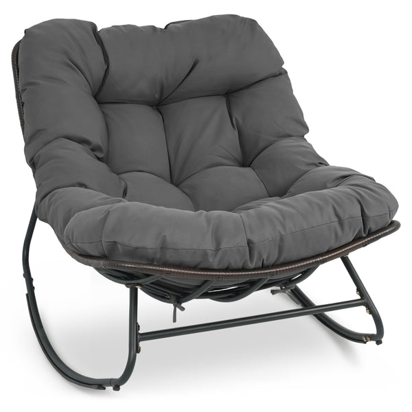 Ergonomic egg-shaped design for back  lumbar  hip and leg support<br>6.5" thickness of cushion relieves pressure for long sitting<br>The cushion removes easily with secure fixing straps<br>Gentle  calm rocking to enhance your outdoor relaxation<br>Built-i