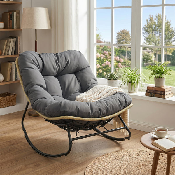 Â Ergonomic egg-shaped design for back  lumbar  hip and leg support<br>Â 6.5"/16 cm thickness of cushion relieves pressure for long sitting<br>Â The cushion removes easily with secure fixing straps<br>Â Gentle  calm rocking to enhance your outdoor relaxat