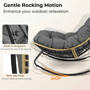 Â Ergonomic egg-shaped design for back  lumbar  hip and leg support<br>Â 6.5"/16 cm thickness of cushion relieves pressure for long sitting<br>Â The cushion removes easily with secure fixing straps<br>Â Gentle  calm rocking to enhance your outdoor relaxat