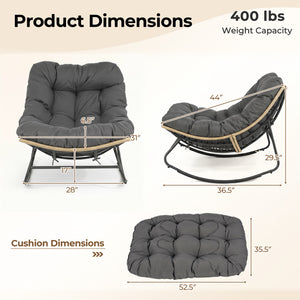 Â Ergonomic egg-shaped design for back  lumbar  hip and leg support<br>Â 6.5"/16 cm thickness of cushion relieves pressure for long sitting<br>Â The cushion removes easily with secure fixing straps<br>Â Gentle  calm rocking to enhance your outdoor relaxat