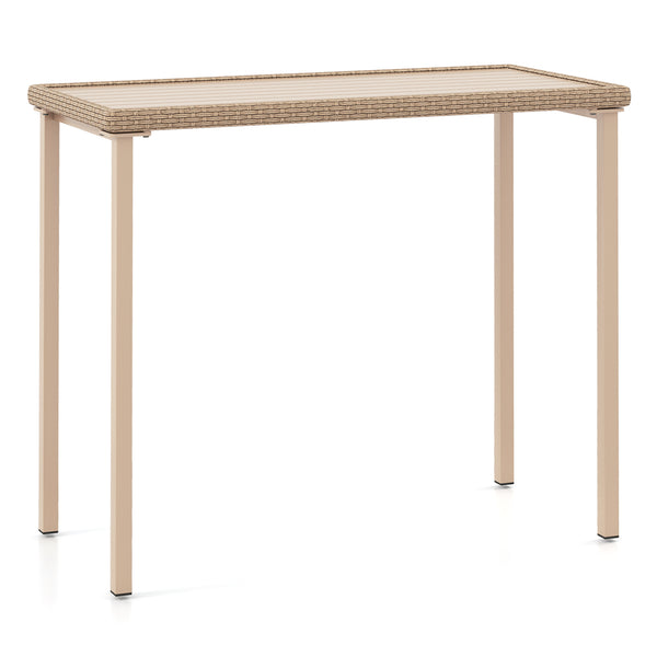 Supported by reinforced metal frame for high stability<br>Load up to 180 lbs  accommodating multiple items<br>Reinforced crossbars for higher stability<br>48" x 23" large tabletop is perfect for gatherings or meals<br>Decorated by appealing yet built-to-l