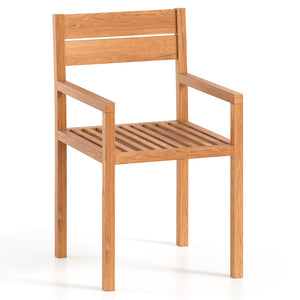 Made of selected teak wood for long-lasting use<br>Can load up to 375 lbs<br>Non-slip footpads for higher stability<br>Cozy to sit with armrests and inclined backrest<br>Natural color and wood texture for more elegance<br>Suitable for backyard  poolside  