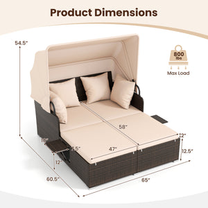Comfortable to sit or lie with wide seat and soft cushions<br>Zippered design for easy removal and maintenance of cushion covers<br>Retractable canopy allows you to relax in the sunshade<br>Pneumatic rod for easy and safe adjustment<br>Fixing ropes keep t