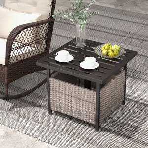 Features a sturdy and anti-rust frame made of powder-coated steel <br>Strong bearing capacity of up to 110 lbs <br>A reserved umbrella hole on the tabletop designed to hold umbrella poles with a diameter of up to 1.5 inches <br>Storage under the tabletop 