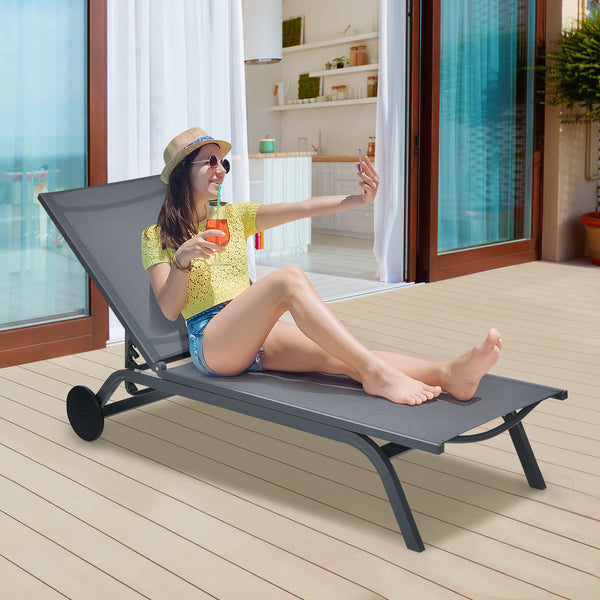 Are you looking for a chaise lounge to take a nap on the balcony  backyard or garden? Come and check out this adjustable lounge chair! Â  The adjustable backrest of chaise lounge with six positions will satisfy your different needs of reading  lying and s