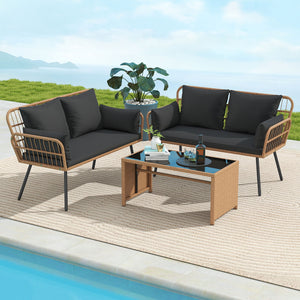 Exquisite PE wicker enhances the beauty and durability<br>Elastic sponge cushions provide soft and comfortable seating<br>Removable zippered covers allow easy  convenient cleaning<br>Spacious 46.5" bench comfortably seats 2 people<br>Ergonomic design incl
