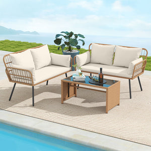 Exquisite PE wicker enhances the beauty and durability<br>Elastic sponge cushions provide soft and comfortable seating<br>Removable zippered covers allow easy  convenient cleaning<br>Spacious 46.5" bench comfortably seats 2 people<br>Ergonomic design incl