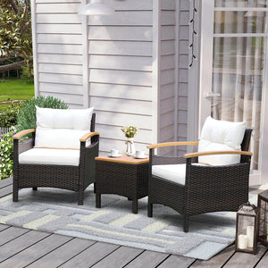 Heavy-duty steel frame with rustproof finish can stand the test of time<br>Durable mix brown PE rattan is elegant and suitable for outdoor use<br>Adjustable foot pads on the front feet of the sofa for added stability<br>Comfortable to sit with cozy backre