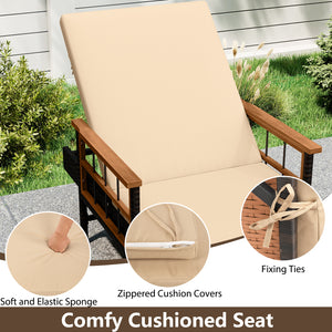4-level adjustable backrest for customized comfort<br>Made of selected materials for durability<br>Hand-woven PE rattan for long-lasting elegance<br>Soft  elastic sponge cushions provide cozy seating support<br>Zippered cushion covers allow easy cleaning<