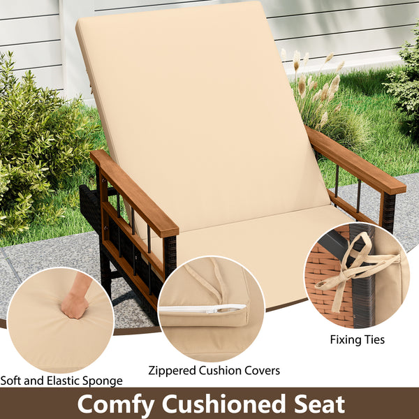4-level adjustable backrest for customized comfort<br>Made of selected materials for durability<br>Hand-woven PE rattan for long-lasting elegance<br>Soft  elastic sponge cushions provide cozy seating support<br>Zippered cushion covers allow easy cleaning<