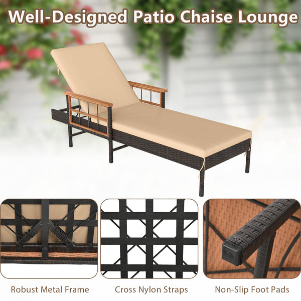 4-level adjustable backrest for customized comfort<br>Made of selected materials for durability<br>Hand-woven PE rattan for long-lasting elegance<br>Soft  elastic sponge cushions provide cozy seating support<br>Zippered cushion covers allow easy cleaning<