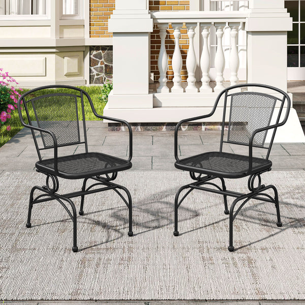 Rocking function with gentle  soothing 15Â° sway motion<br>Breathable metal mesh seats and backrests for better airflow<br>Wide tilting backrests and cozy armrests for relaxing reclines<br>Powder-coated metal frame for long-lasting outdoor use<br>Reinforc