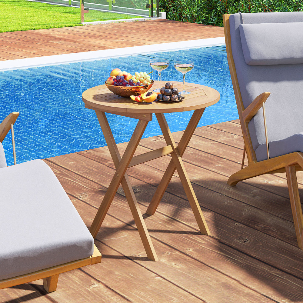 Built to last strength with solid acacia wood frame<br>Smooth surface for a comfortable and safe experience<br>Please regularly oil the wood surface for optimal maintenance<br>Easy to fold for space saving with adjustment of fixing devices<br>Portable des