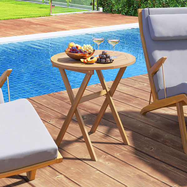 Built to last strength with solid acacia wood frame<br>Smooth surface for a comfortable and safe experience<br>Please regularly oil the wood surface for optimal maintenance<br>Easy to fold for space saving with adjustment of fixing devices<br>Portable des