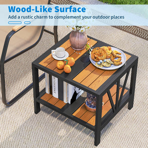 Enhance the overall stability with sturdy metal construction<br>Hold up to 110 lbs on the tabletop while supporting 55 lbs for the storage shelf<br>Provide more storage space and keep items within reach with a 2-tier convenience<br>1.57" umbrella hole wit