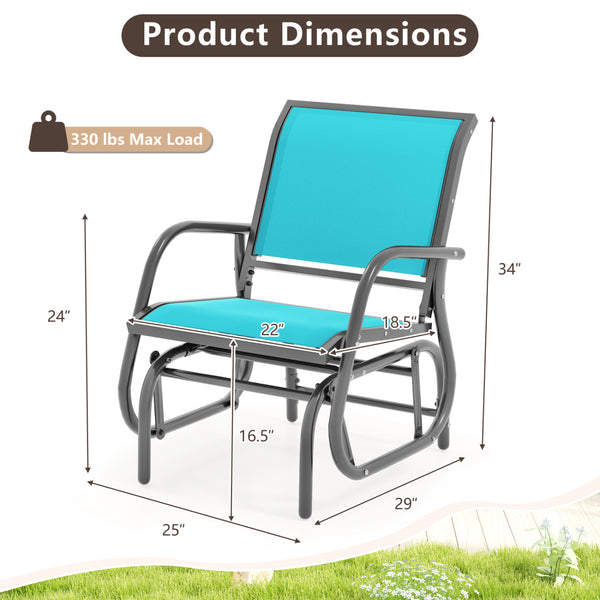 The powder-coated steel frame ensures sturdiness and durableness<br>Armrests and a little sloping backrest provide comfortable experience<br>Swing back and forth with chair to relax yourself<br>4 pads at the bottom prevent slipping and protect ground<br>P