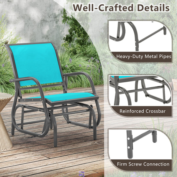 The powder-coated steel frame ensures sturdiness and durableness<br>Armrests and a little sloping backrest provide comfortable experience<br>Swing back and forth with chair to relax yourself<br>4 pads at the bottom prevent slipping and protect ground<br>P