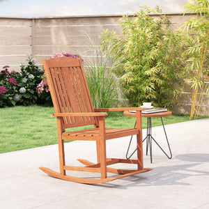 Selected solid wood for long-lasting durability<br>Soothing rocking allows you to relax in the great outdoors<br>Anti-rollover devices at the bottom for secure use<br>DIY your own rocking chair with different colors<br>104Â° high backrest and contoured se